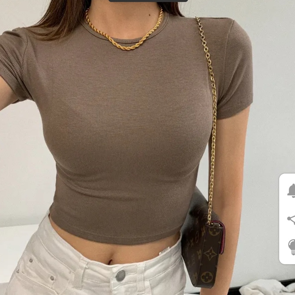 Brown Short Sleeve Top